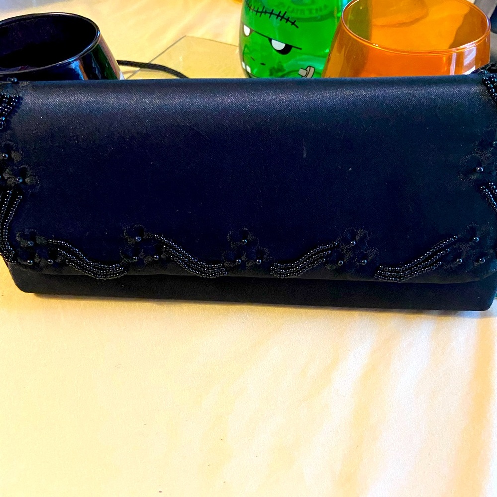 Preloved. Elegant clutch wit strap. Midnight blue.  Clean on inside n out